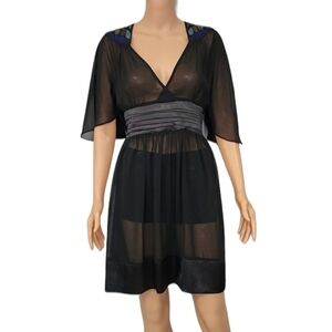 Fifth Culture  Women's chiffon beach‎ dress embroidered black rhinestones Size L